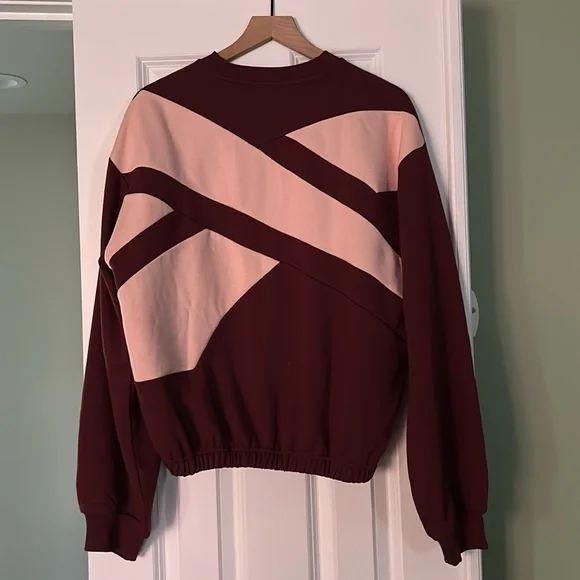 Reebok - Women's Lux Crew Sweatshirt, Cinched Waist - Dark Pink (L) - Picture 2 of 2